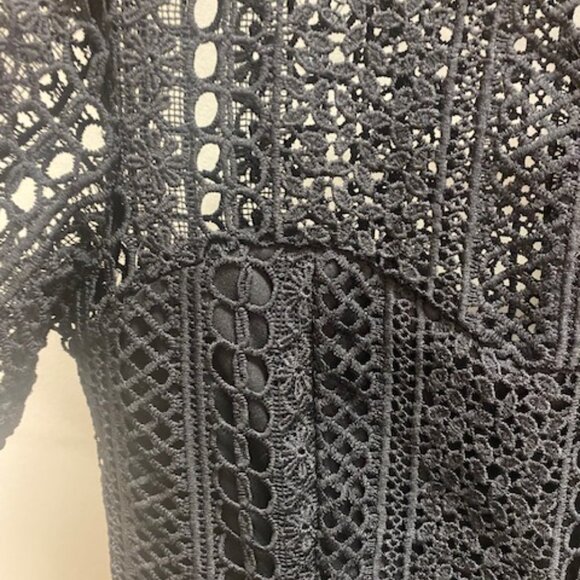 Lulus: Black Crochet Tiered Ruffle Mini Dress - Picture 3 of 4